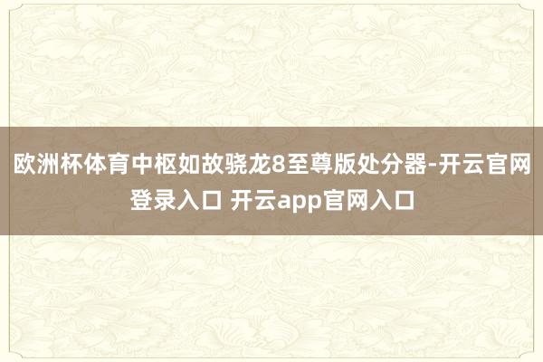 欧洲杯体育中枢如故骁龙8至尊版处分器-开云官网登录入口 开云app官网入口