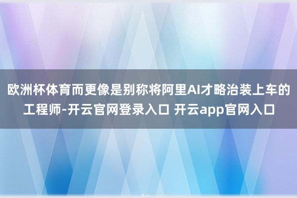 欧洲杯体育而更像是别称将阿里AI才略治装上车的工程师-开云官网登录入口 开云app官网入口