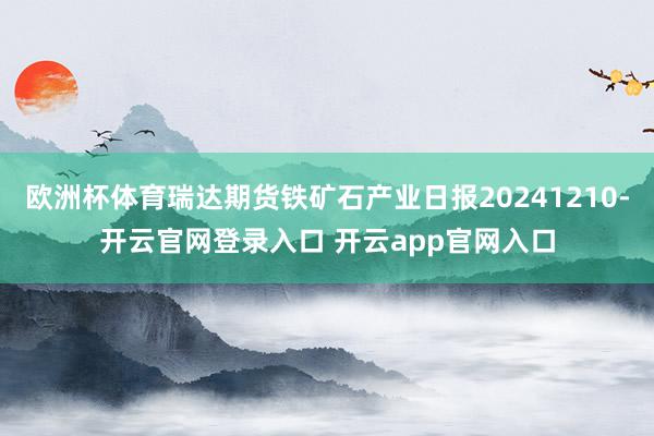 欧洲杯体育瑞达期货铁矿石产业日报20241210-开云官网登录入口 开云app官网入口