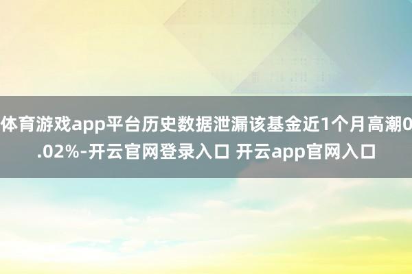 体育游戏app平台历史数据泄漏该基金近1个月高潮0.02%-开云官网登录入口 开云app官网入口