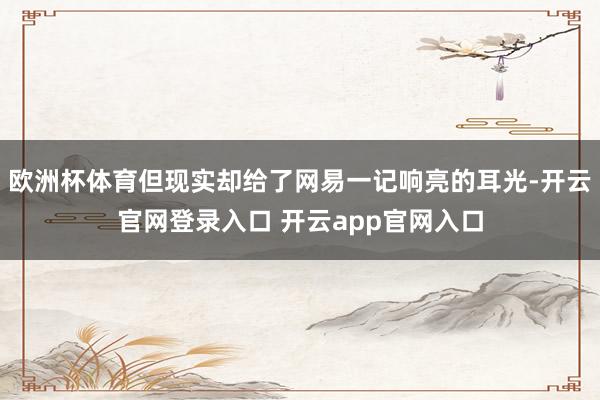 欧洲杯体育但现实却给了网易一记响亮的耳光-开云官网登录入口 开云app官网入口