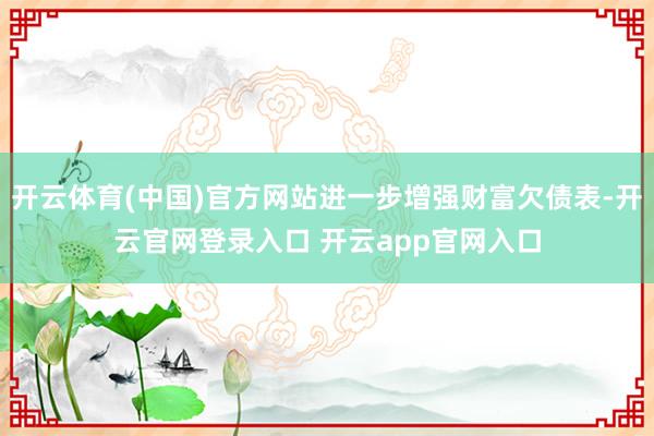 开云体育(中国)官方网站进一步增强财富欠债表-开云官网登录入口 开云app官网入口